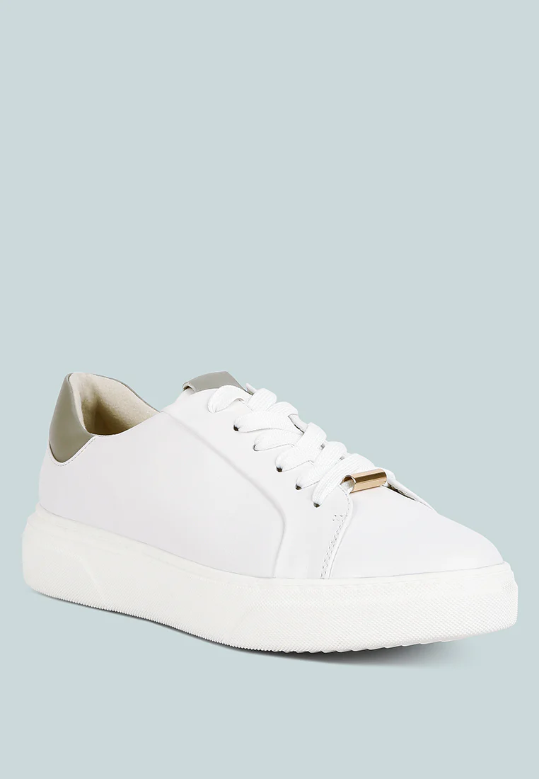 SCHICK  Lace Up Leather Sneakers in Grey - Image 2