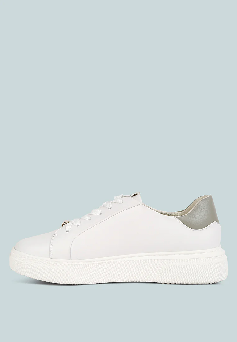 SCHICK  Lace Up Leather Sneakers in Grey - Image 4