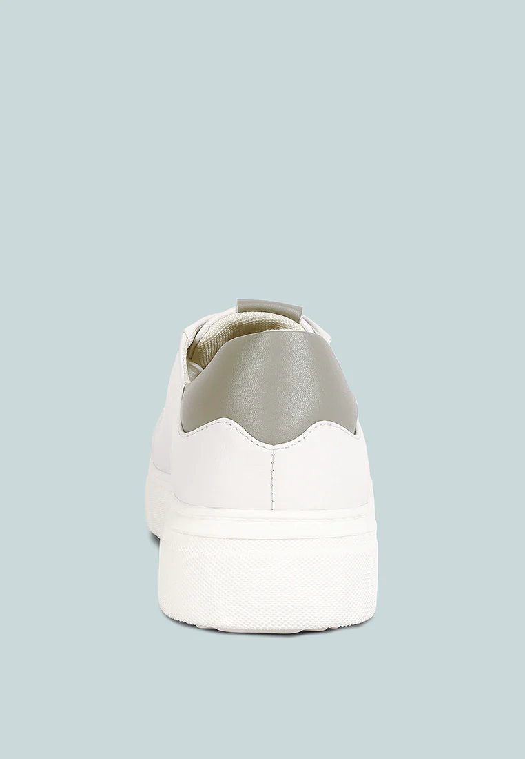 SCHICK  Lace Up Leather Sneakers in Grey - Image 5