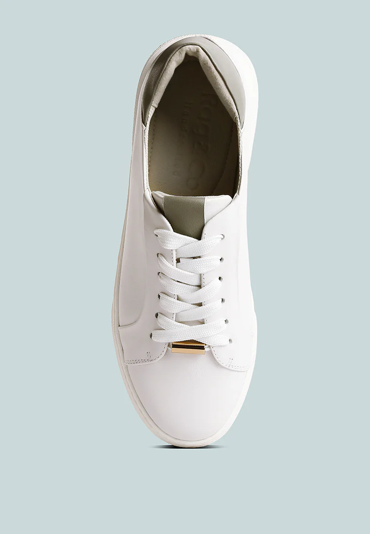 SCHICK  Lace Up Leather Sneakers in Grey - Image 6