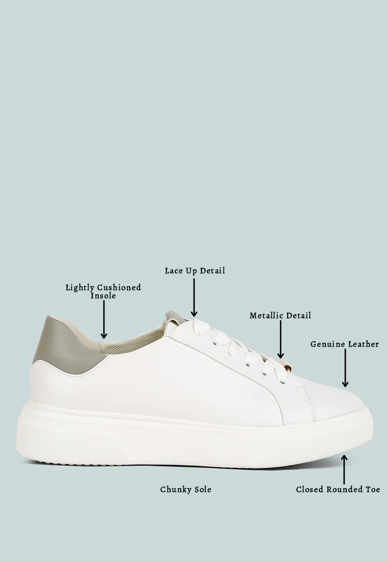 SCHICK  Lace Up Leather Sneakers in Grey - Image 8