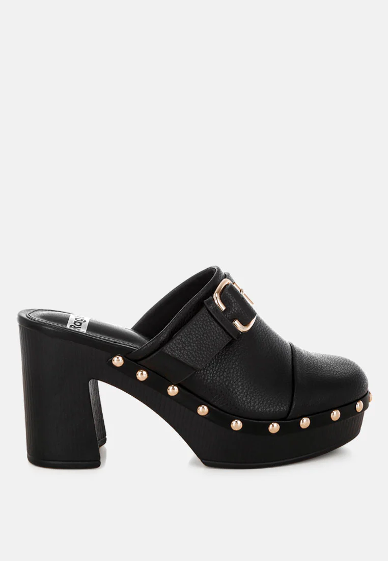 Septim Genuine Leather Studded Clog Heels - Image 8