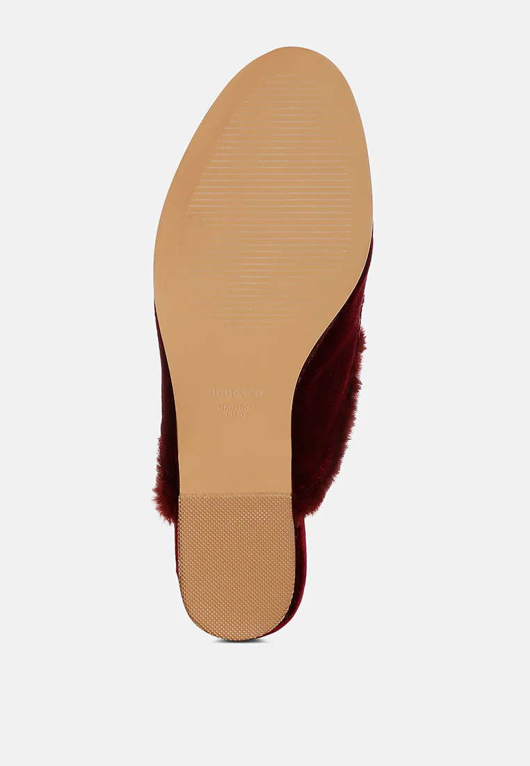 Seyhan Fur Detail Velvet Slip-On Mules - Image 10