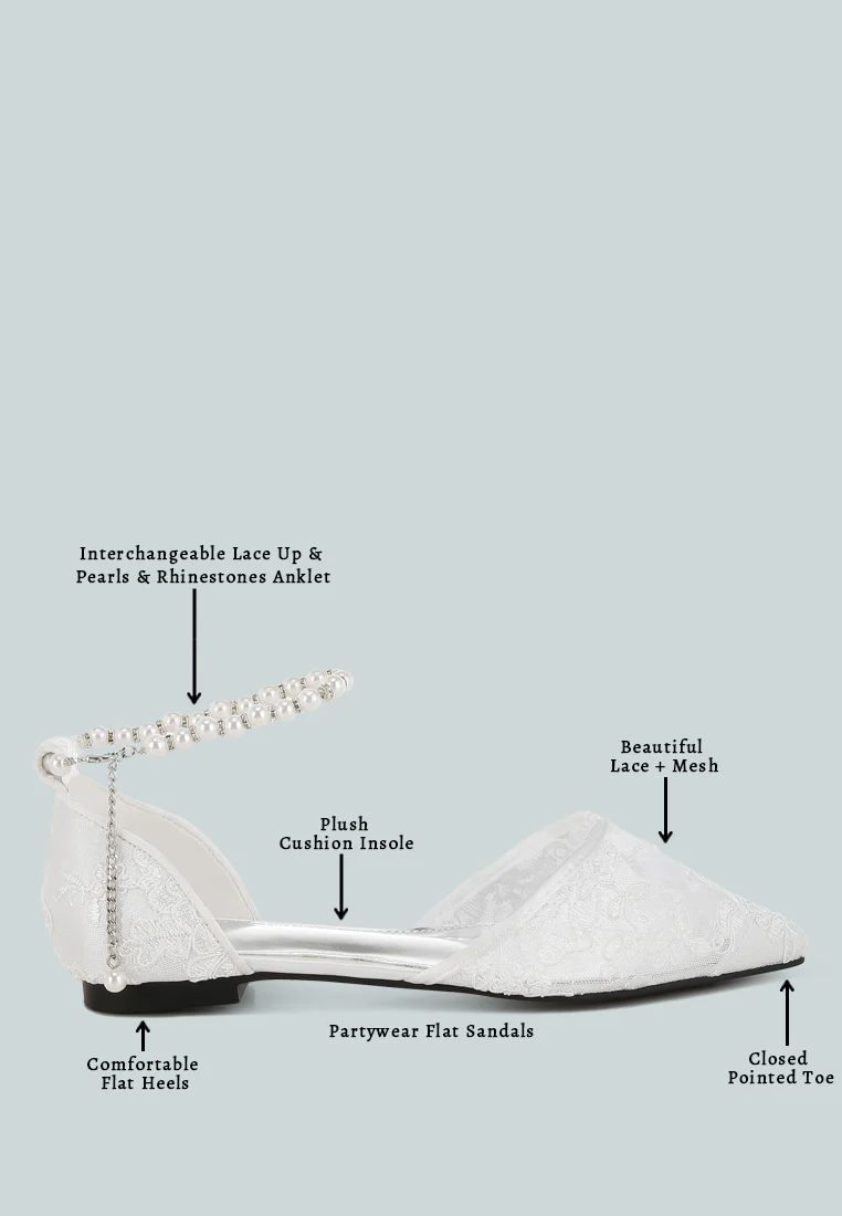 Shrami Pearl & Rhinestone Strap Flat Sandals - Image 14