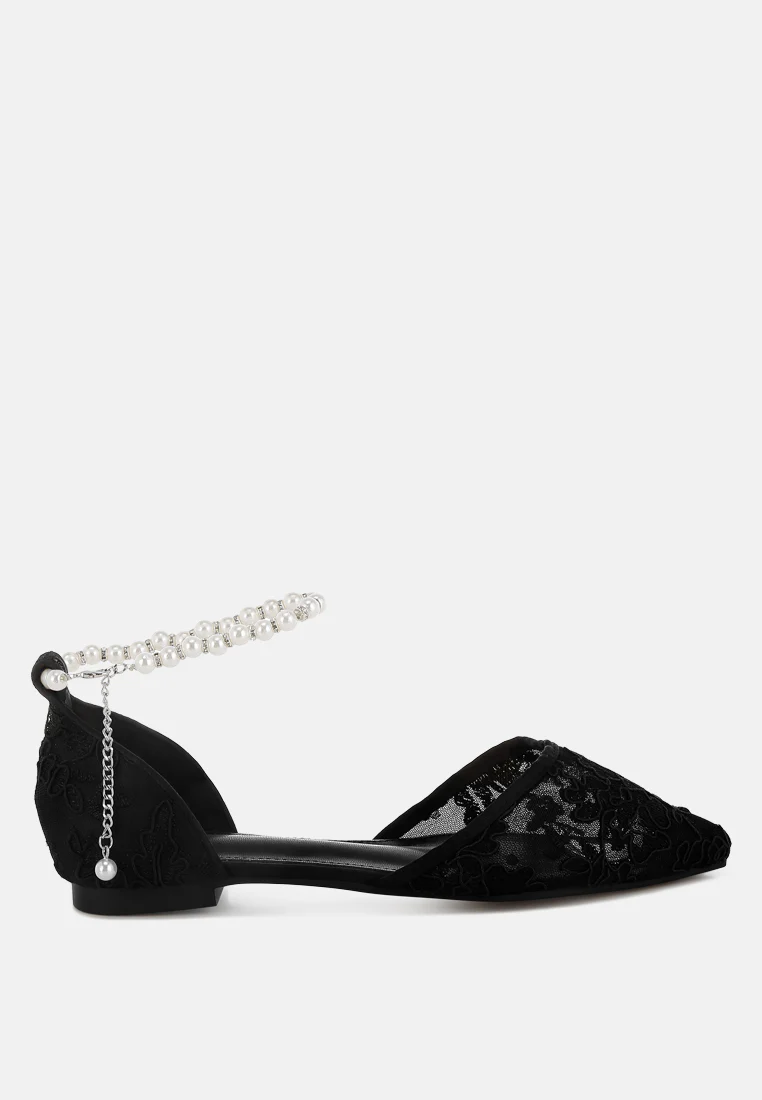 Shrami Pearl & Rhinestone Strap Flat Sandals - Image 16