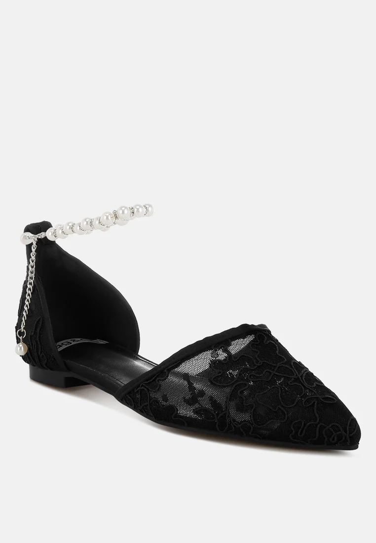 Shrami Pearl & Rhinestone Strap Flat Sandals - Image 18