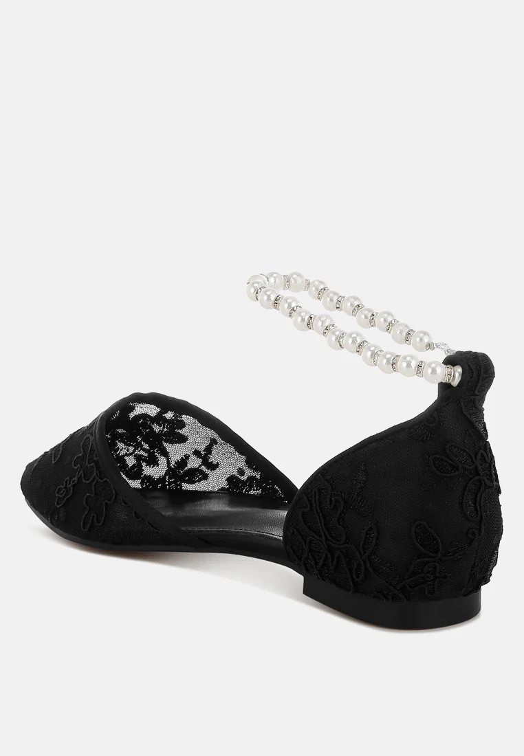 Shrami Pearl & Rhinestone Strap Flat Sandals - Image 19