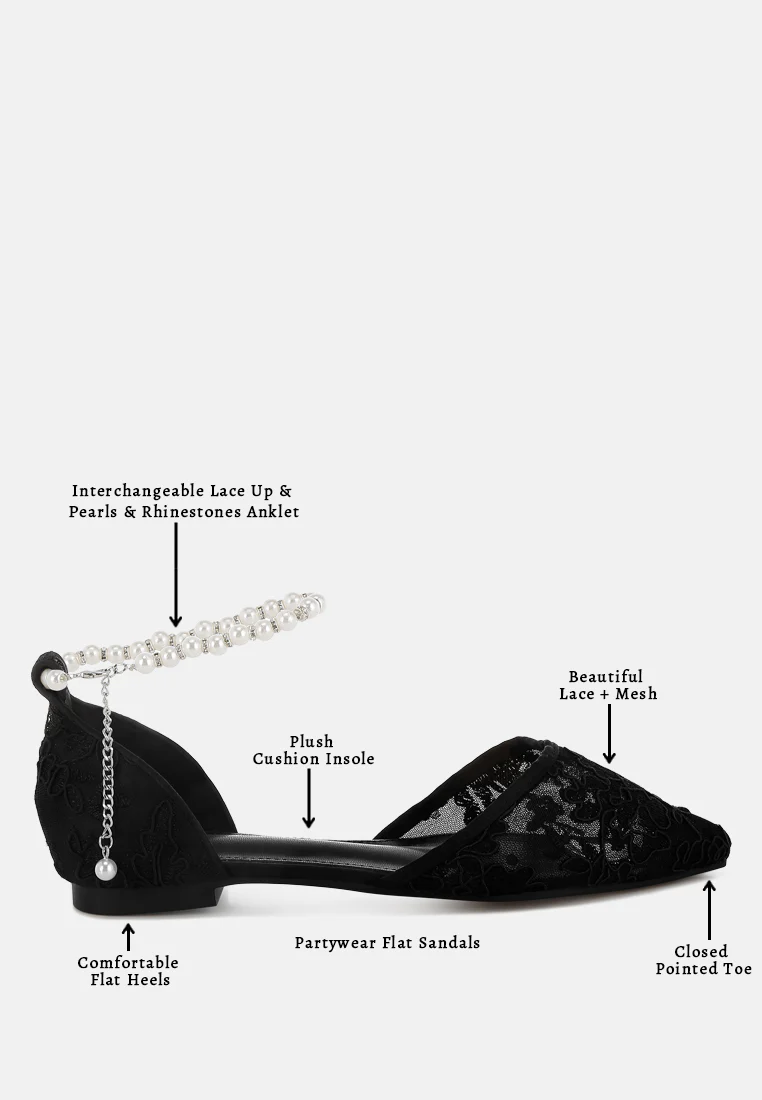 Shrami Pearl & Rhinestone Strap Flat Sandals - Image 22