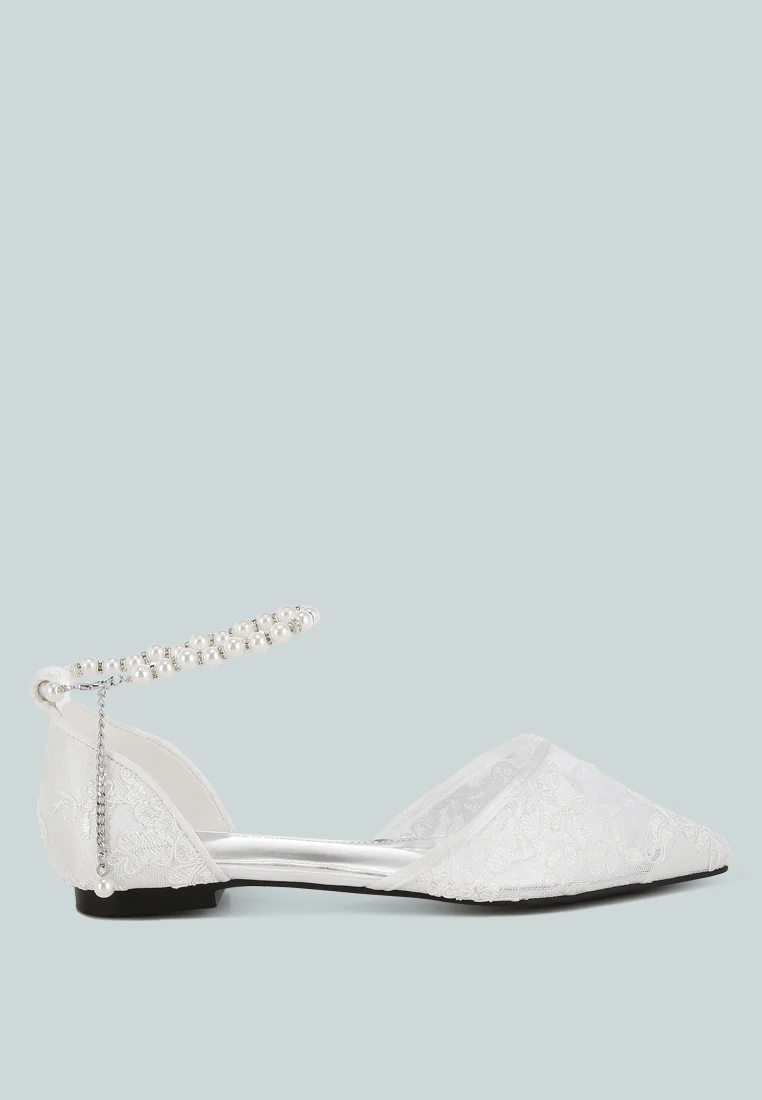 Shrami Pearl & Rhinestone Strap Flat Sandals - Image 8