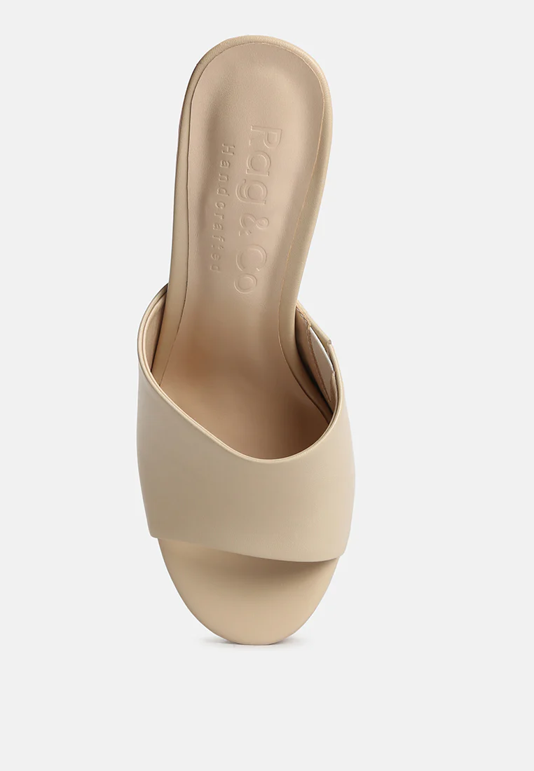 SHURI Open Toe High Block Heel Sandals in Beige - Image 6