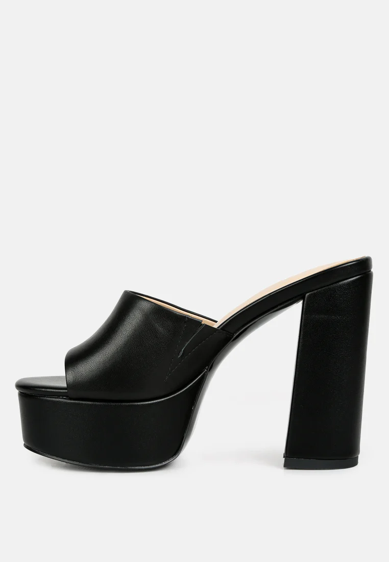 SHURI Open Toe High Block Heel Sandals in Black - Image 4