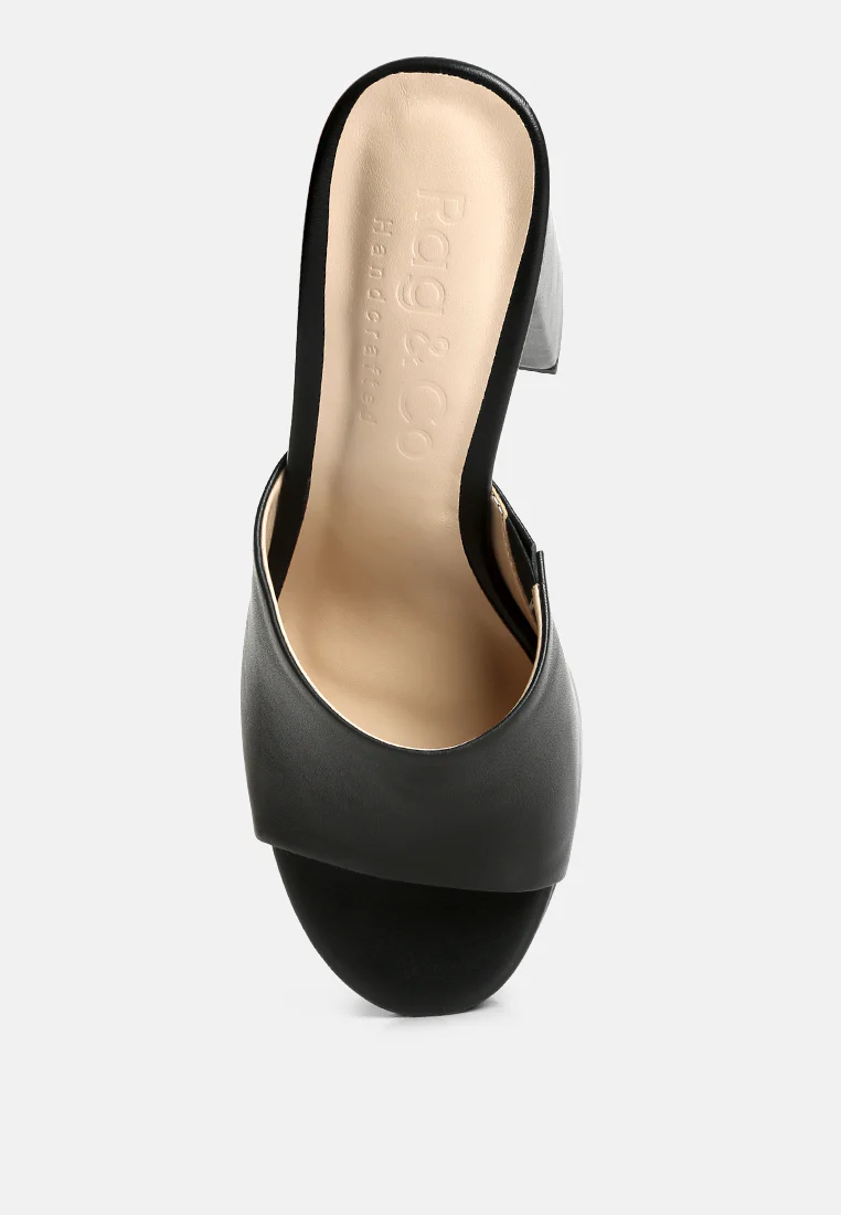 SHURI Open Toe High Block Heel Sandals in Black - Image 6