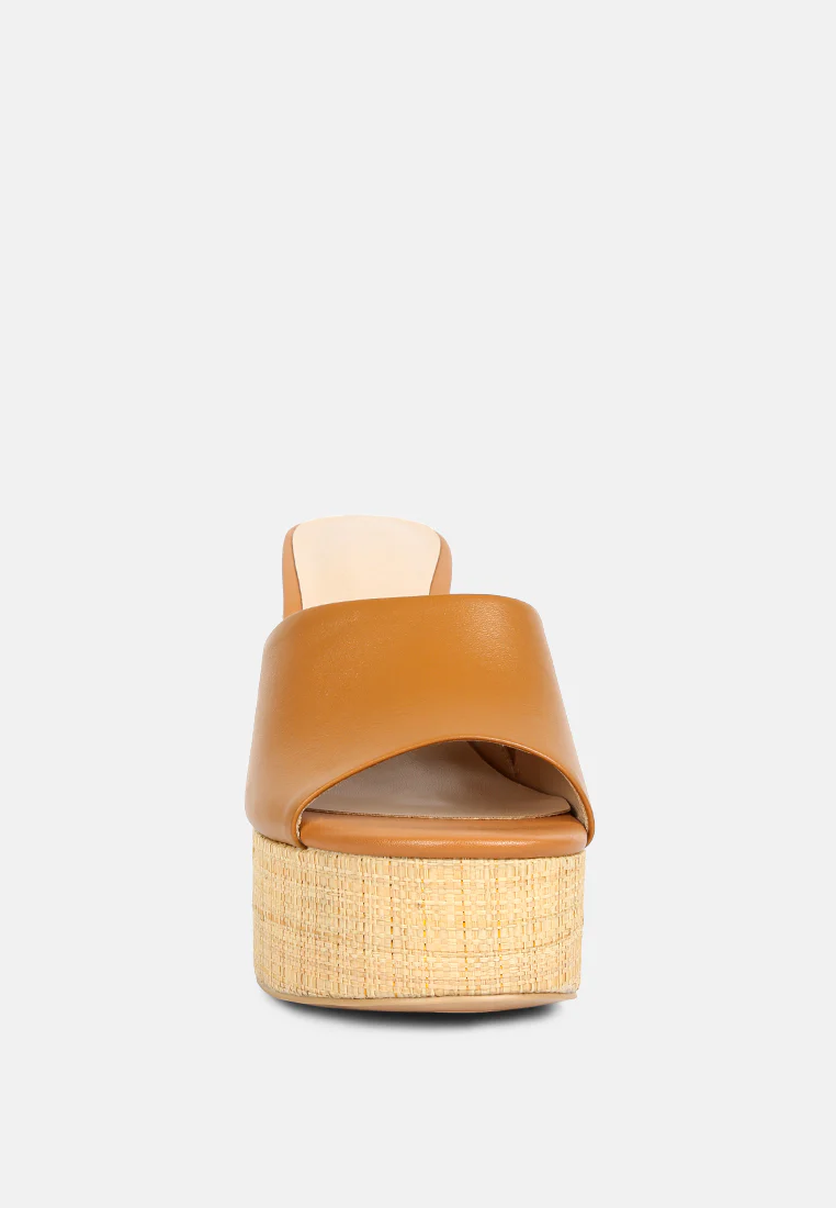SHURI Open Toe High Block Heel Sandals in Tan - Image 3