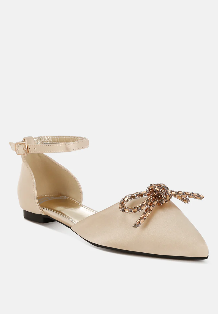 Simina Rhinestone Detail Bow Flat Sandals - Image 11