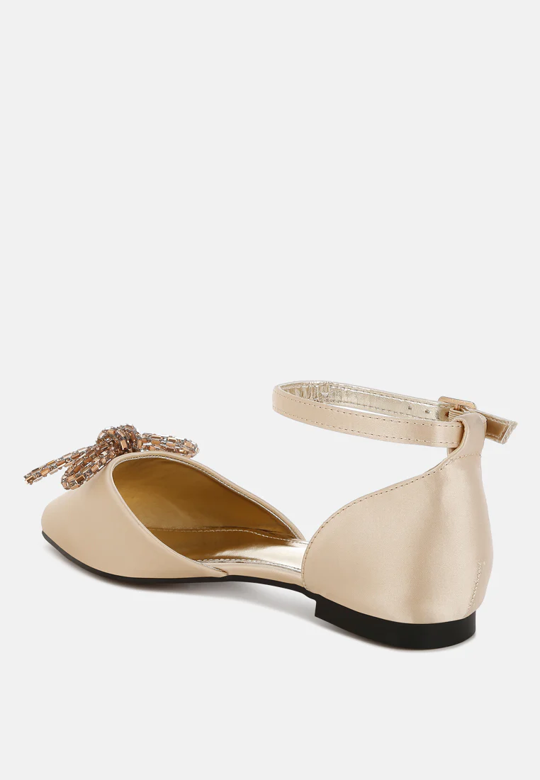Simina Rhinestone Detail Bow Flat Sandals - Image 12