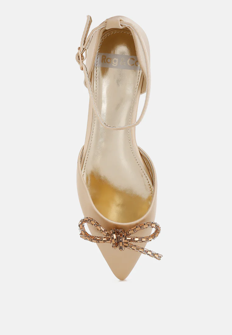 Simina Rhinestone Detail Bow Flat Sandals - Image 13