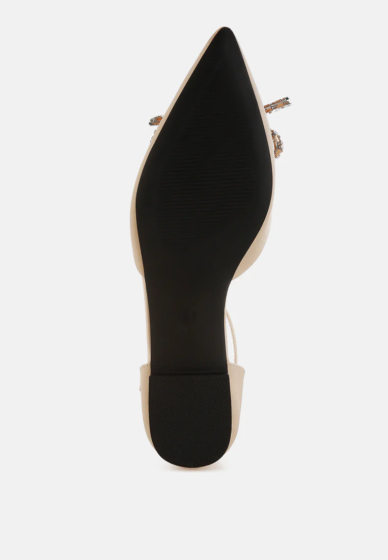 Simina Rhinestone Detail Bow Flat Sandals - Image 14
