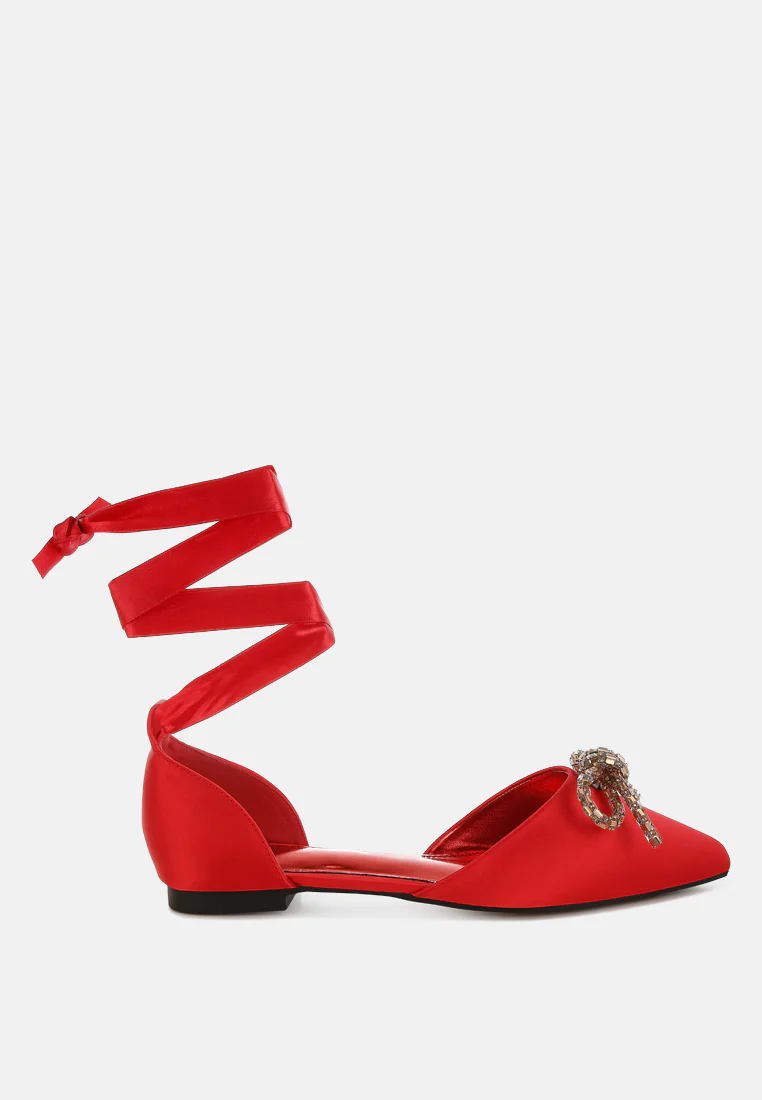 Simina Rhinestone Detail Bow Flat Sandals - Image 16