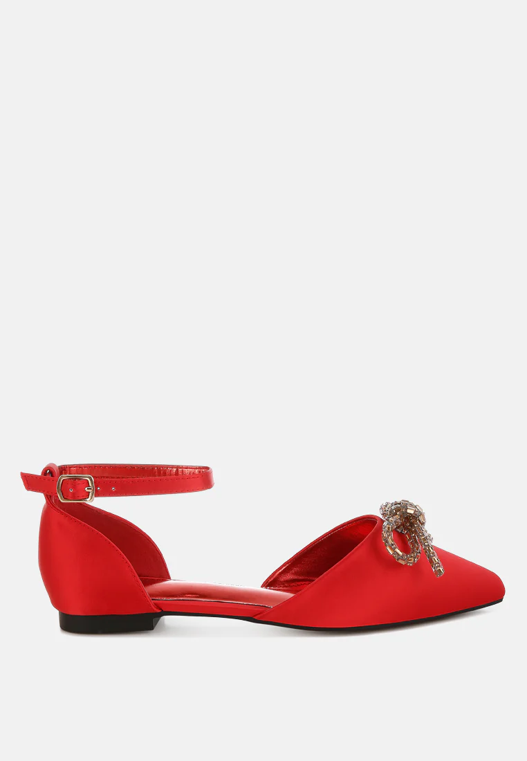 Simina Rhinestone Detail Bow Flat Sandals - Image 17