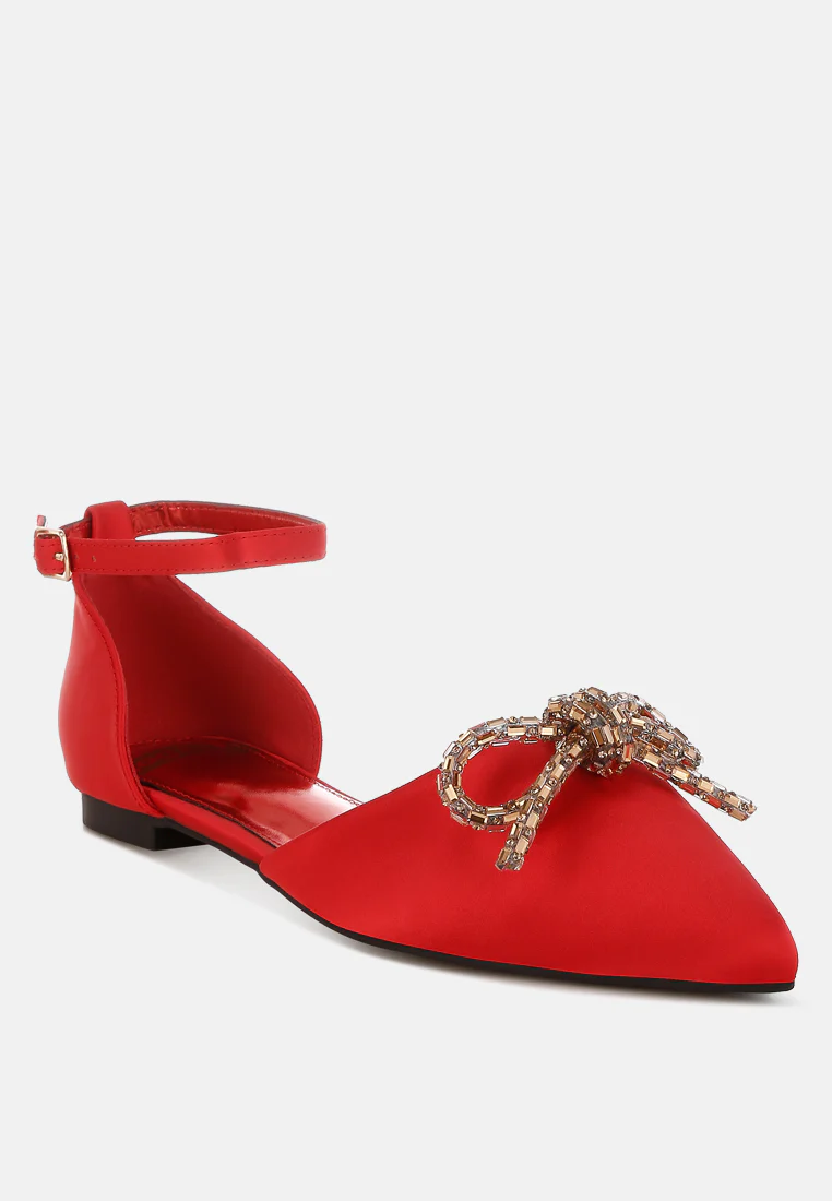 Simina Rhinestone Detail Bow Flat Sandals - Image 19