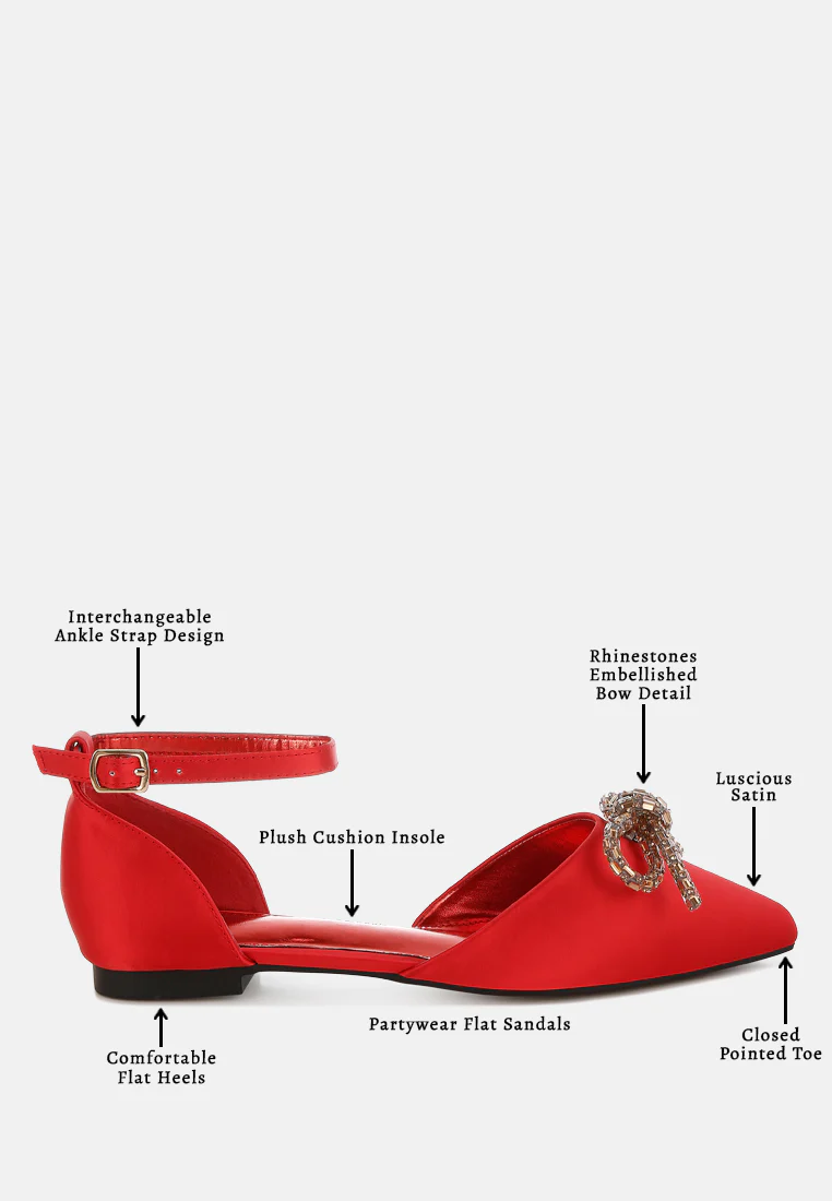 Simina Rhinestone Detail Bow Flat Sandals - Image 23