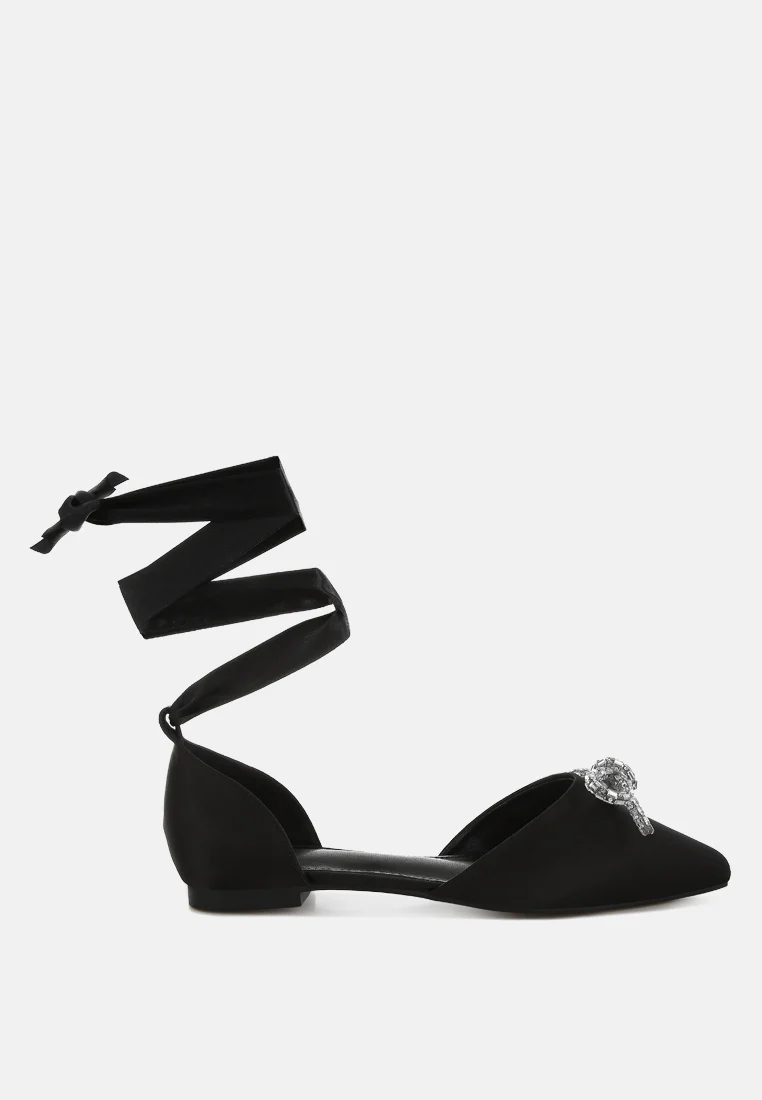Simina Rhinestone Detail Bow Flat Sandals - Image 24