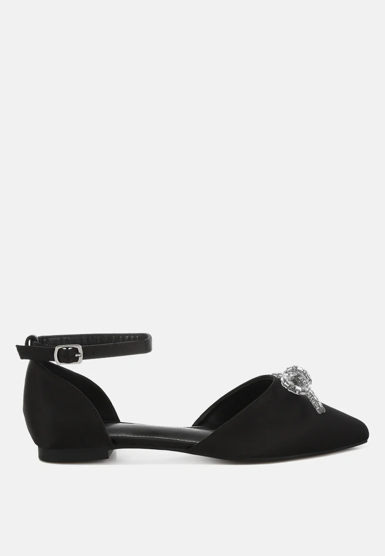 Simina Rhinestone Detail Bow Flat Sandals - Image 25