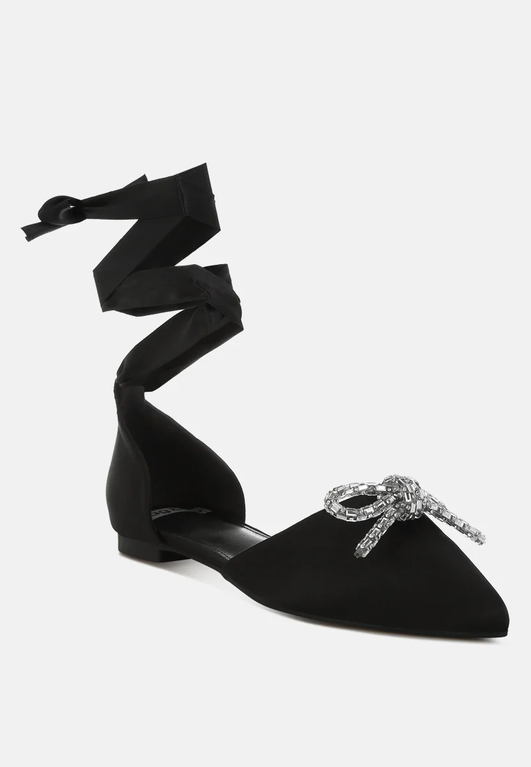 Simina Rhinestone Detail Bow Flat Sandals - Image 26