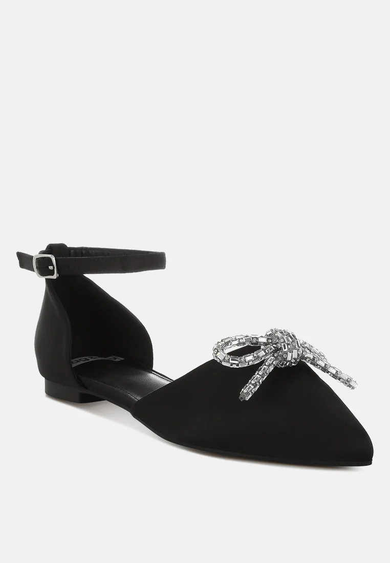 Simina Rhinestone Detail Bow Flat Sandals - Image 27