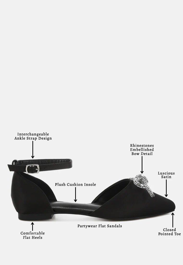 Simina Rhinestone Detail Bow Flat Sandals - Image 31