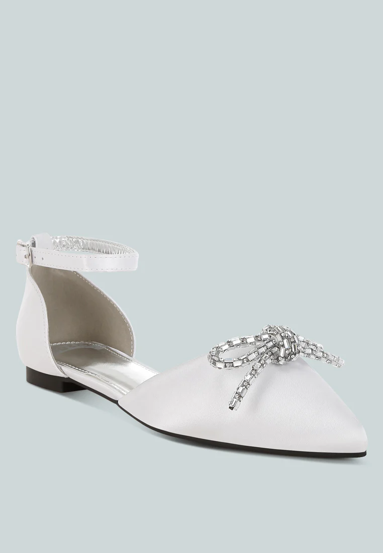 Simina Rhinestone Detail Bow Flat Sandals - Image 4