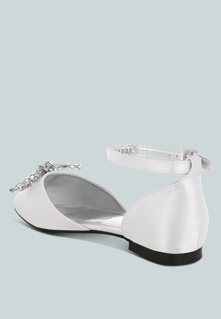 Simina Rhinestone Detail Bow Flat Sandals - Image 5