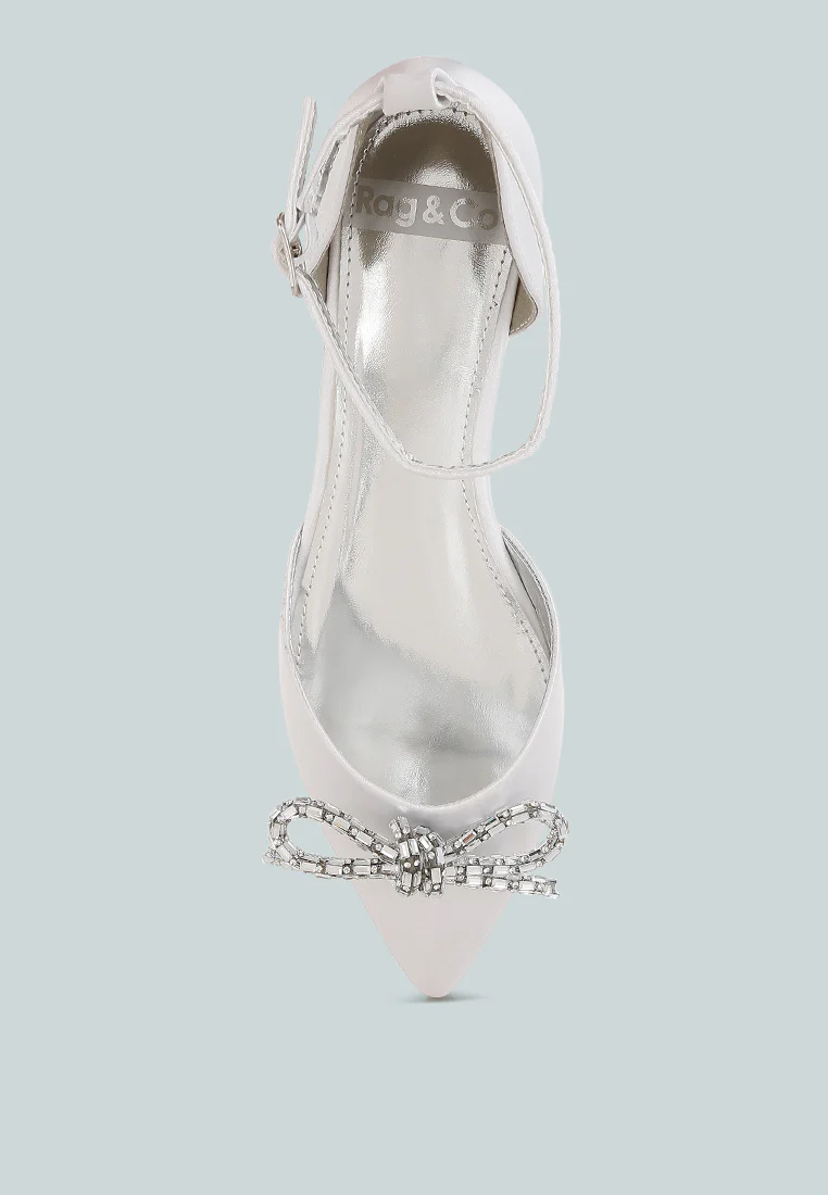 Simina Rhinestone Detail Bow Flat Sandals - Image 6