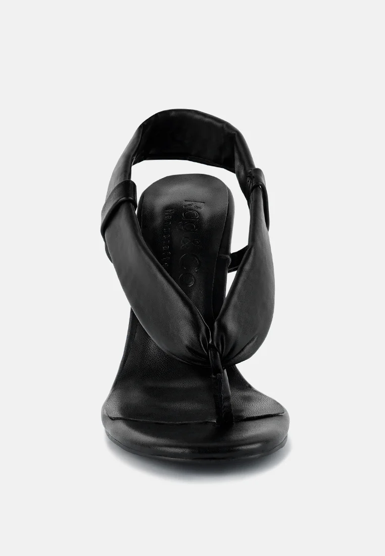 SINGLES Black Stiletto Heel Thong Sandals - Image 3