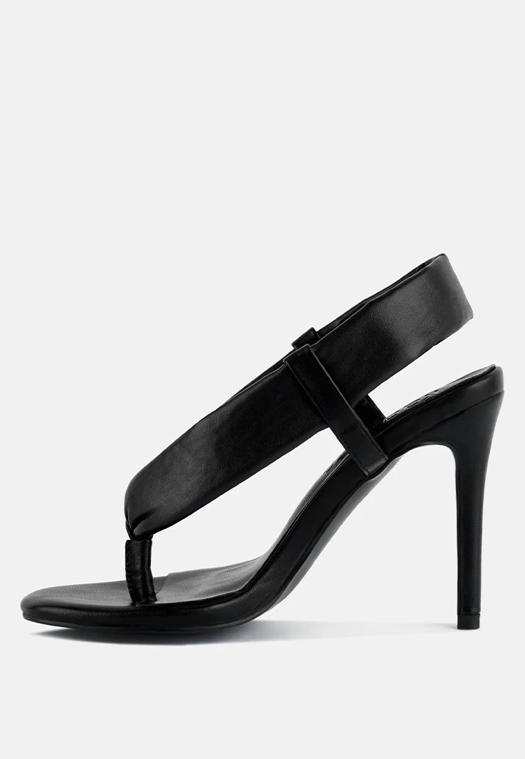 SINGLES Black Stiletto Heel Thong Sandals - Image 4
