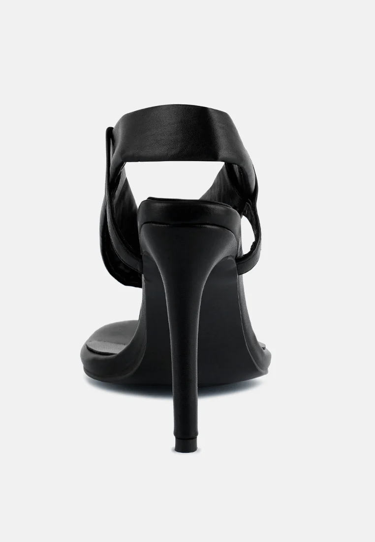 SINGLES Black Stiletto Heel Thong Sandals - Image 5