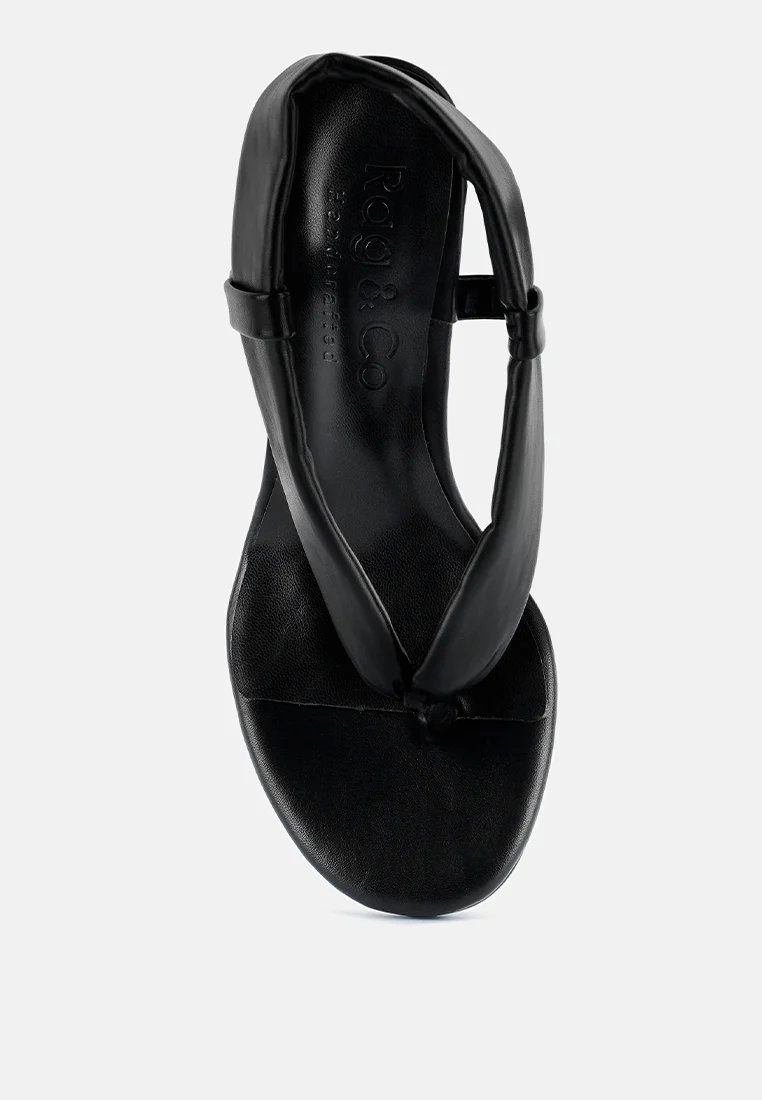 SINGLES Black Stiletto Heel Thong Sandals - Image 6