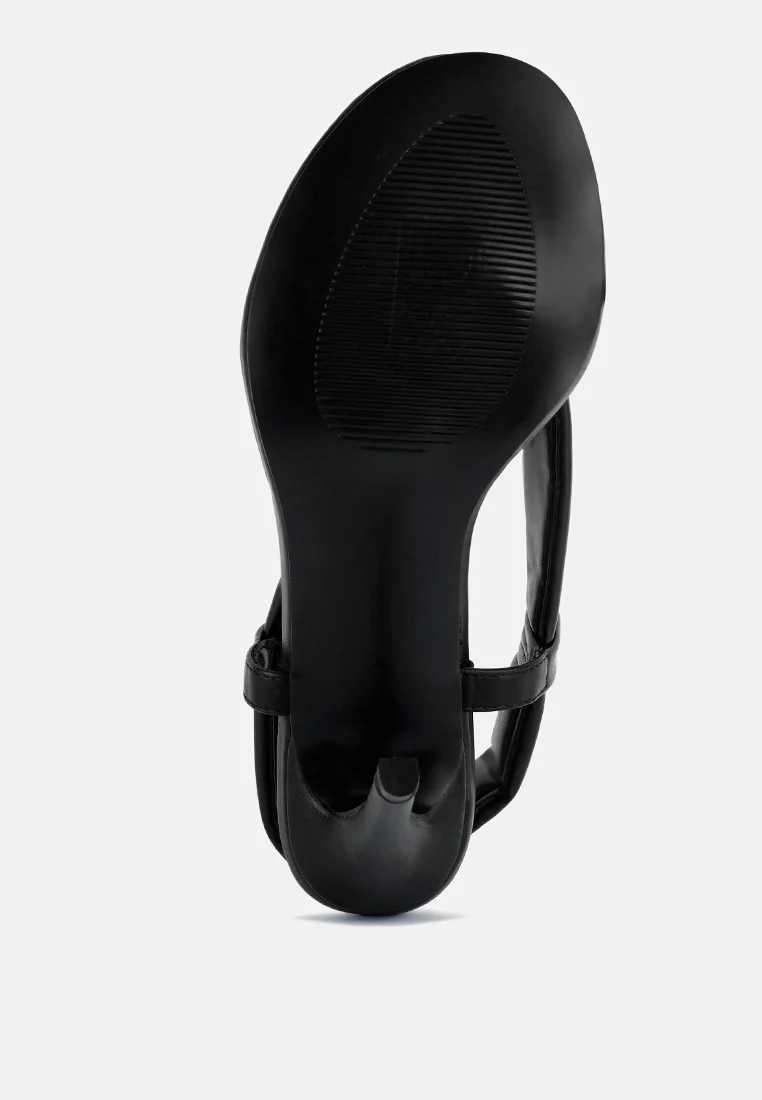 SINGLES Black Stiletto Heel Thong Sandals - Image 7