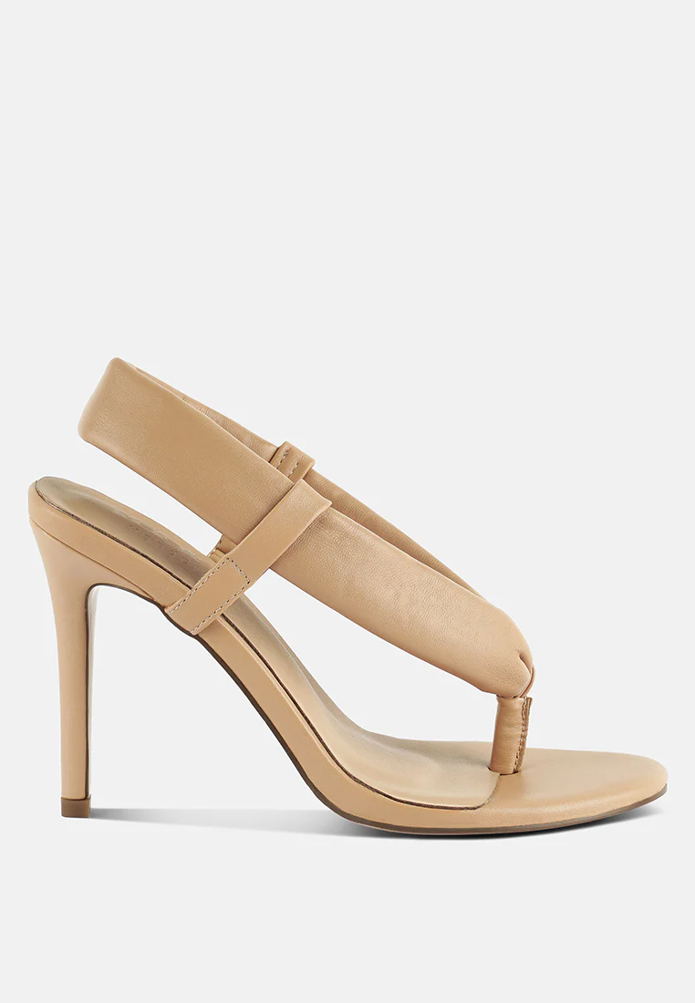 SINGLES Beige Stiletto Heel Thong Sandals - Image 2