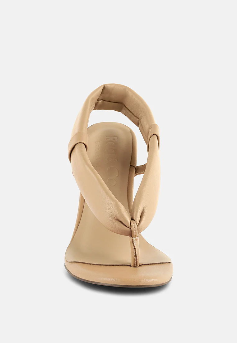 SINGLES Beige Stiletto Heel Thong Sandals - Image 3