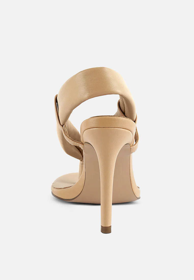 SINGLES Beige Stiletto Heel Thong Sandals - Image 5