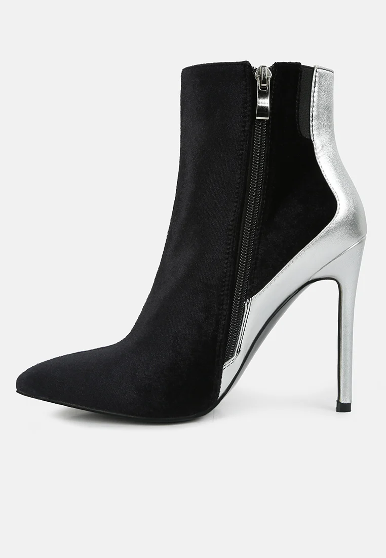 SLADE Metallic Highlight Black High Heeled Ankle Boots - Image 4