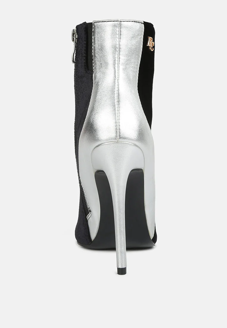SLADE Metallic Highlight Black High Heeled Ankle Boots - Image 5