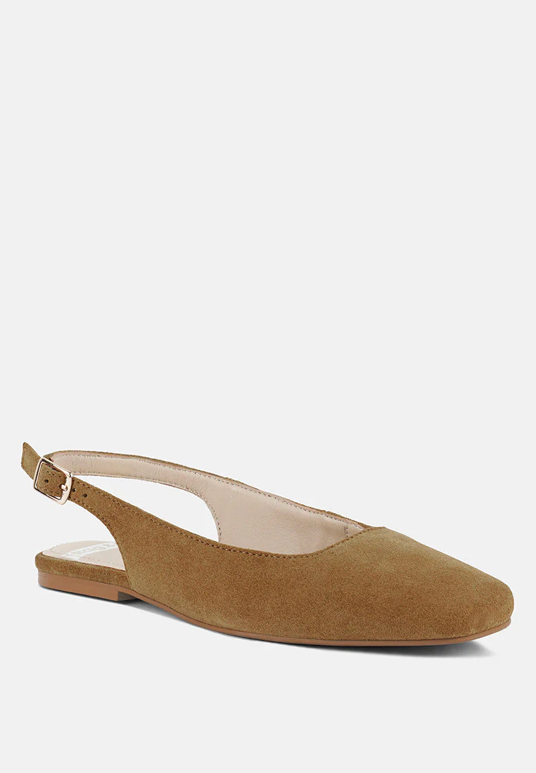 Sozani Genuine Suede Leather Slingback Flats - Image 2