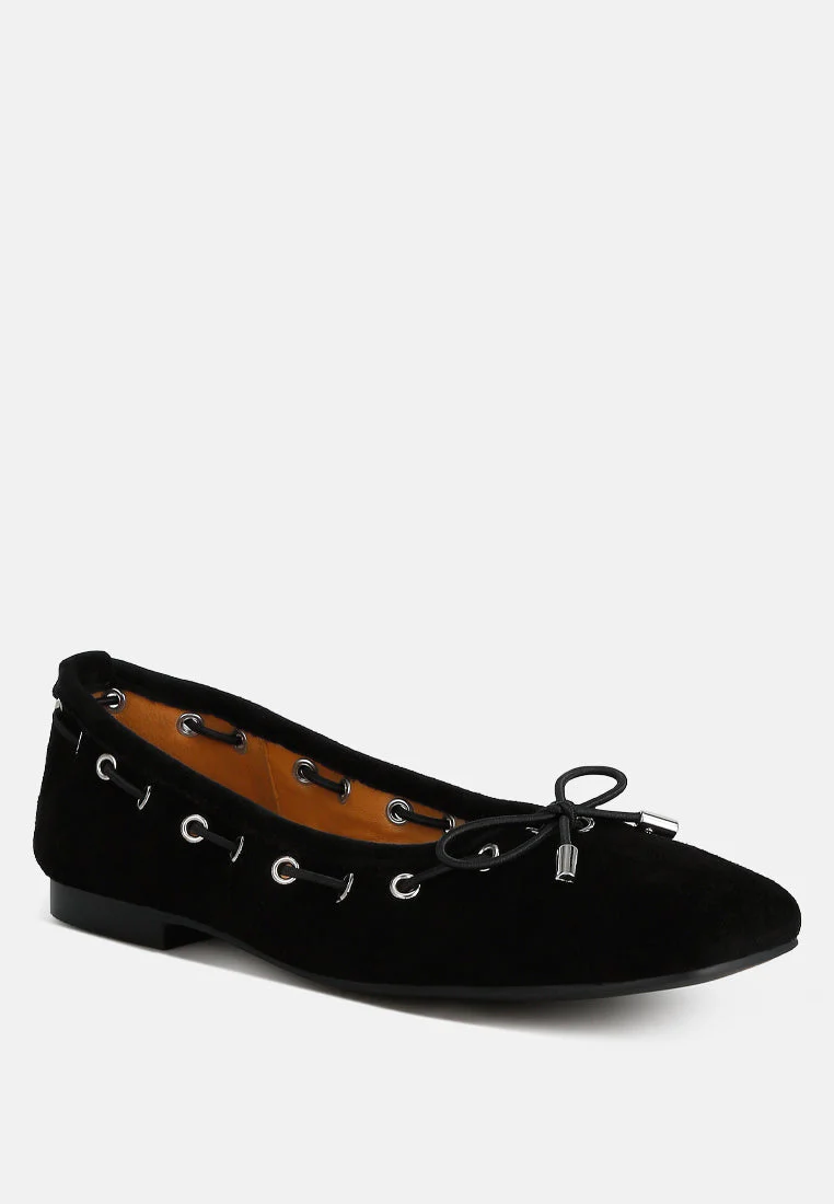 Sparrow Micro Suede Bow Ballerinas - Image 2