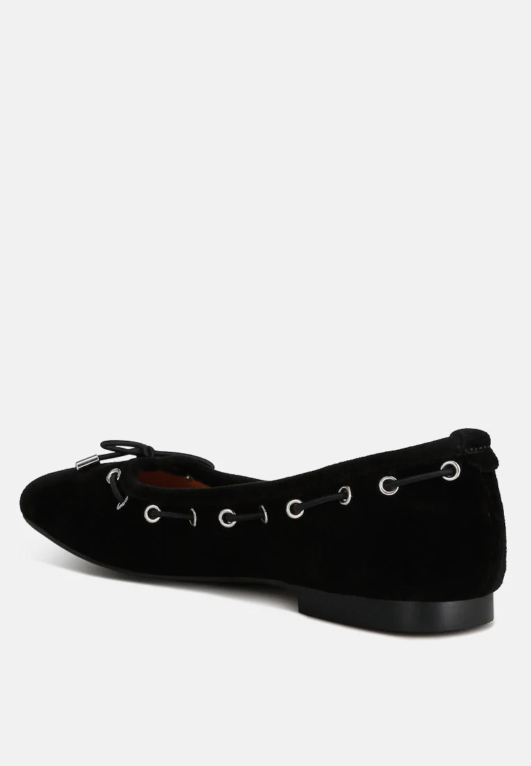 Sparrow Micro Suede Bow Ballerinas - Image 3