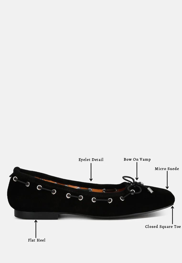 Sparrow Micro Suede Bow Ballerinas - Image 6