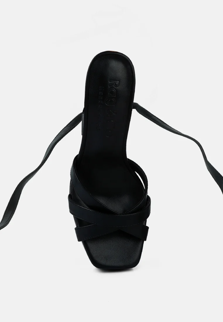 SPLITSOUL Black Lace Up High Platform Sandal - Image 6