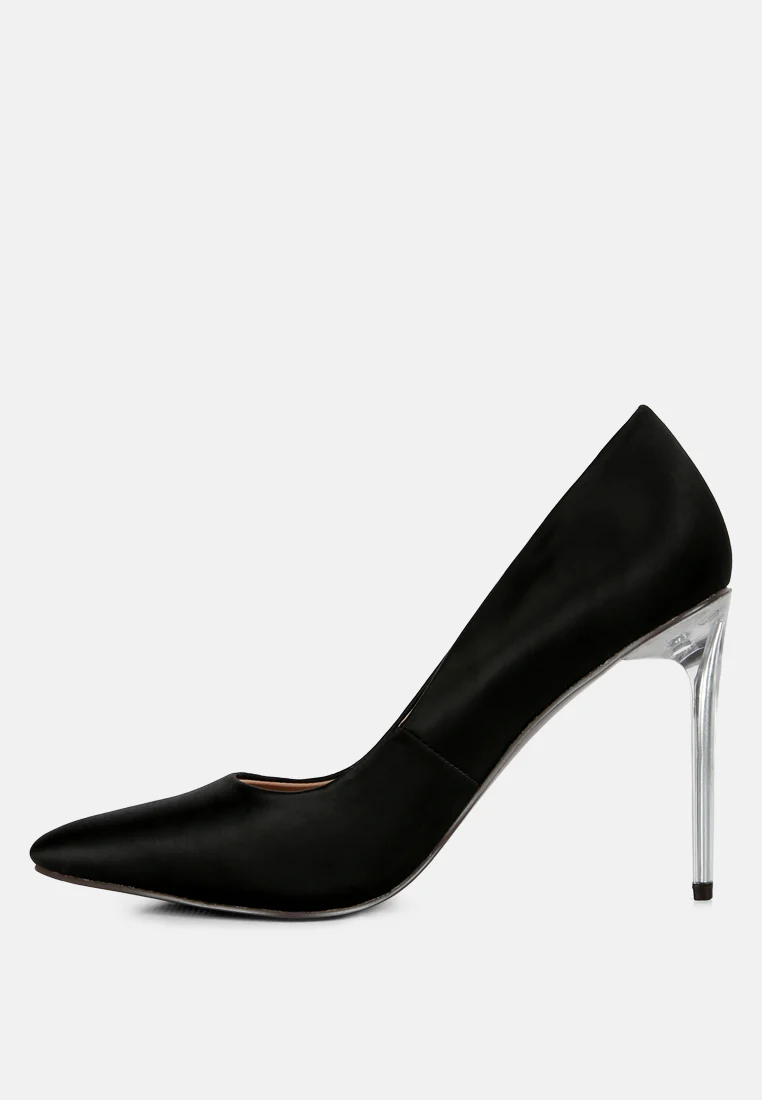 STAKES Black Clear Heel Classic Pump Sandals - Image 4