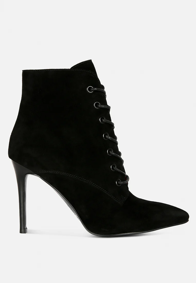 SULFUR Black Suede Leather Stiletto Ankle Boot - Image 2